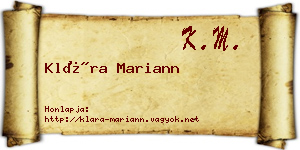 Klára Mariann névjegykártya