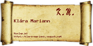 Klára Mariann névjegykártya