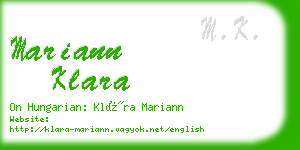 mariann klara business card